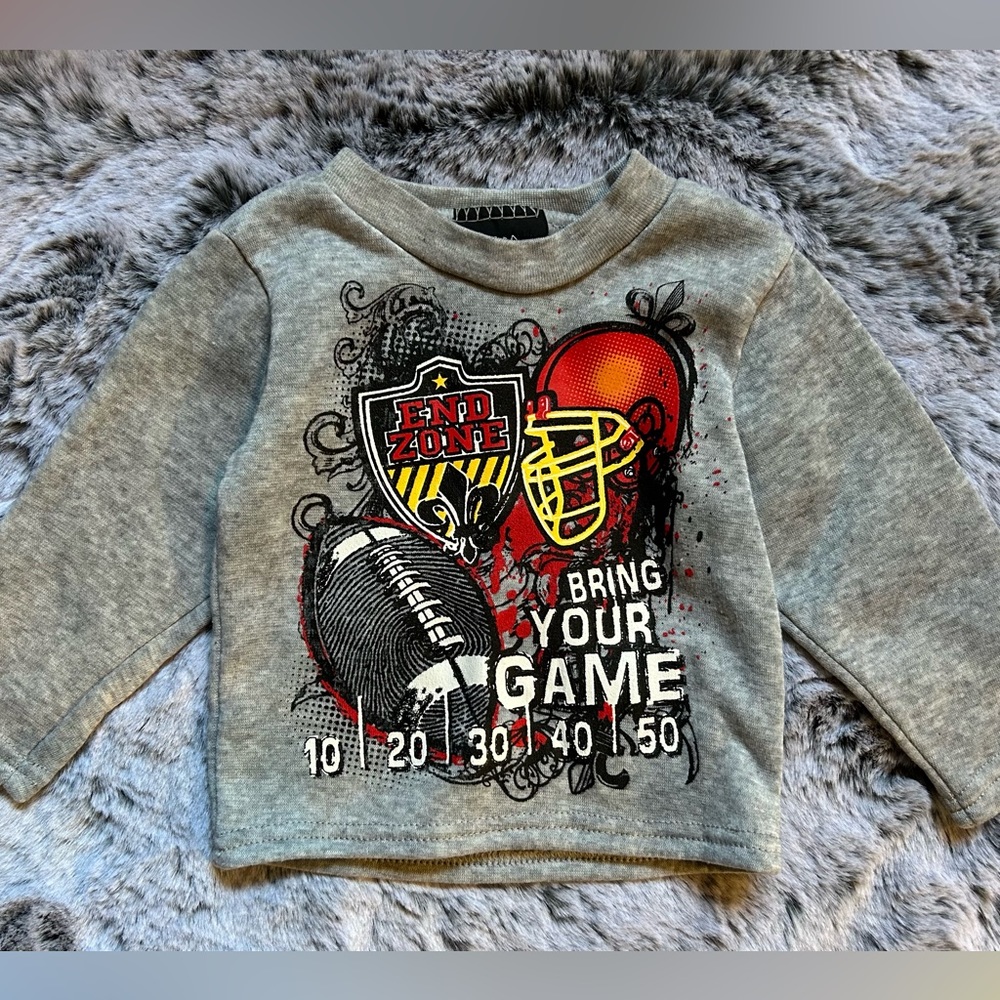 EUC Mad Game 3-6m football sweater with soft fleece interior